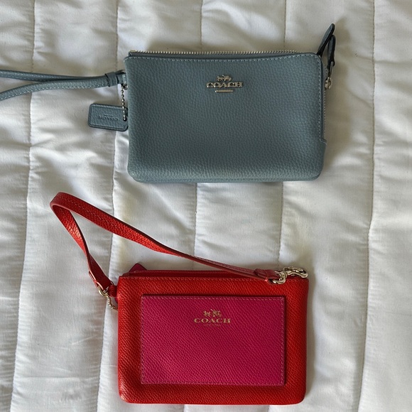 Coach Handbags - Coach Leather Wristlet Duo - Gray and Red